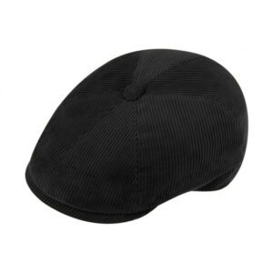 8-Panel Lecce Velvet Flat Cap in Black