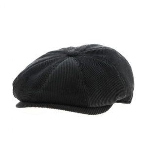 Black corduroy 8-panel Newsboy Cap