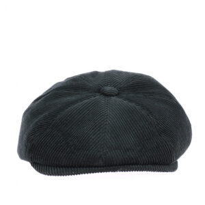 Black corduroy 8-panel Newsboy Cap