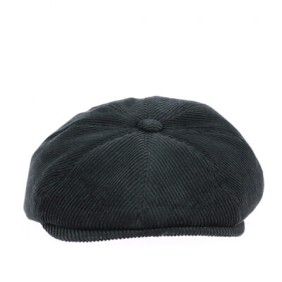 Black corduroy 8-panel Newsboy Cap