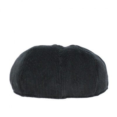Black corduroy 8-panel Newsboy Cap