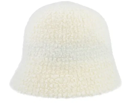 Fake Fur Hat Smoke Grey Off White Bucket Hat