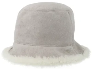 Fake Fur Hat Smoke Grey Off White Bucket Hat