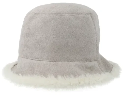 Fake Fur Hat Smoke Grey Off White Bucket Hat