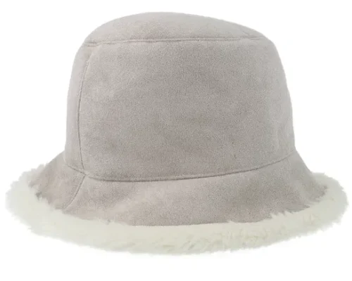 Fake Fur Hat Smoke Grey Off White Bucket Hat