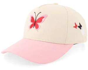 Kids Butterflies StoneLight Pink Brim A-frame Adjustable Cap