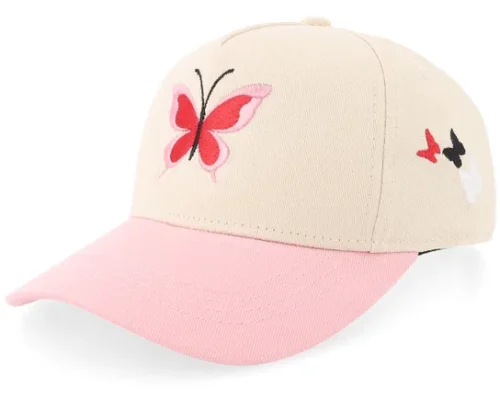 Kids Butterflies StoneLight Pink Brim A-frame Adjustable Cap