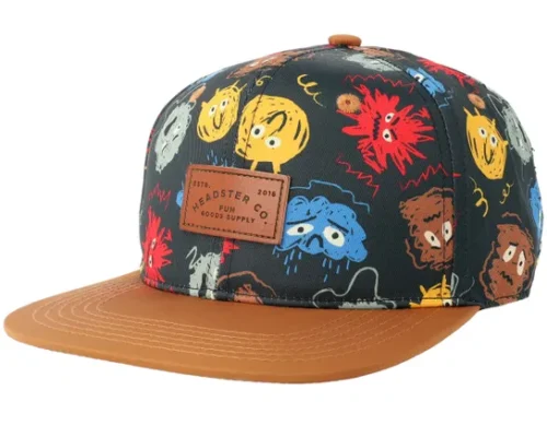 Kids Mood Monsters Black Brown Snapback Cap