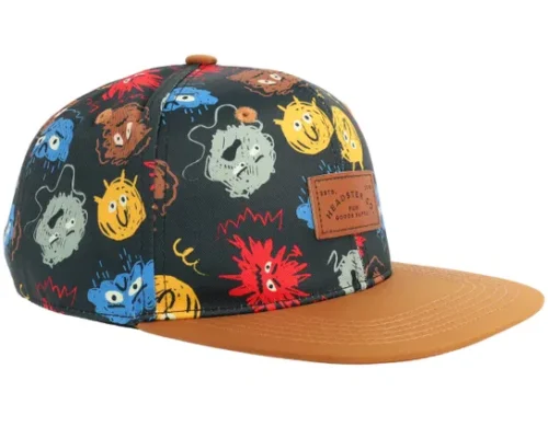 Kids Mood Monsters Black Brown Snapback Cap