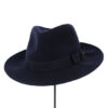 Navy Blue Wool Felt Fedora Hat