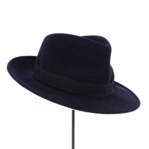 Navy Blue Wool Felt Fedora Hat