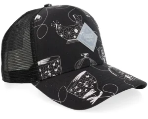 New Hft Cap Bottles BlackL. Lavender A-Frame Trucker Cap