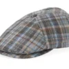Rebel 61 Linen Mix Brown Check Flat Cap