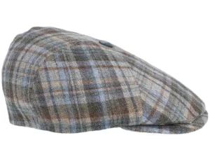 Rebel 61 Linen Mix Brown Check Flat Cap