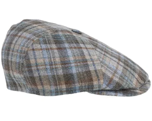 Rebel 61 Linen Mix Brown Check Flat Cap