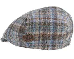 Rebel 61 Linen Mix Brown Check Flat Cap