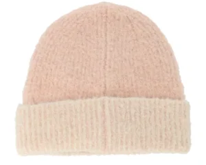 Turn-up Beanie In Bouclé Yarn Powder RedOff-white Cuff