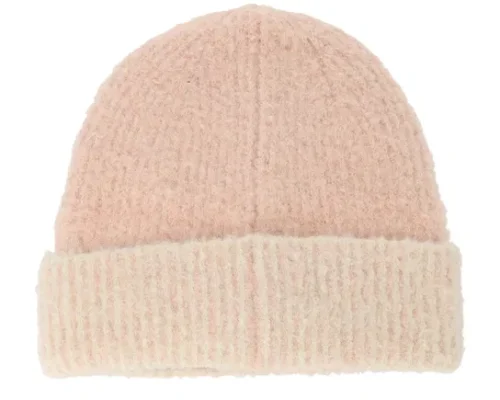 Turn-up Beanie In Bouclé Yarn Powder RedOff-white Cuff