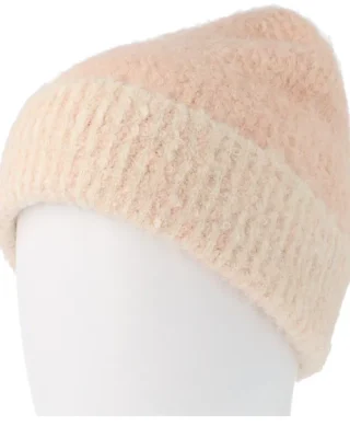 Turn-up Beanie In Bouclé Yarn Powder RedOff-white Cuff