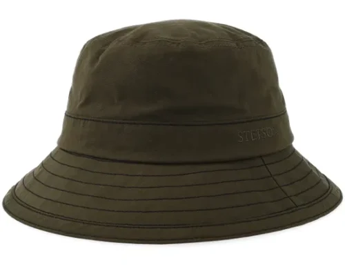 Waxed Cotton Wr Olive Bucket Hat