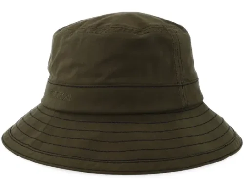 Waxed Cotton Wr Olive Bucket Hat