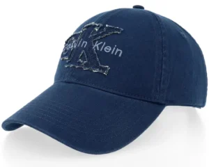 Women Raw Edge Denim Monologo Applique Pageant Blue Dad Cap