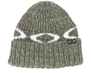 Womens Ellipse Ribbed Beanie Faded Green Cuff