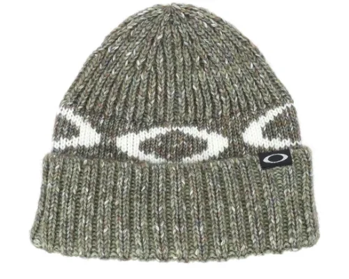 Womens Ellipse Ribbed Beanie Faded Green Cuff