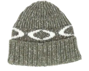 Womens Ellipse Ribbed Beanie Faded Green Cuff