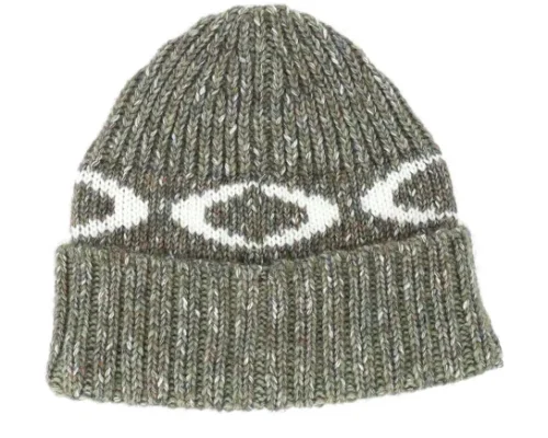 Womens Ellipse Ribbed Beanie Faded Green Cuff