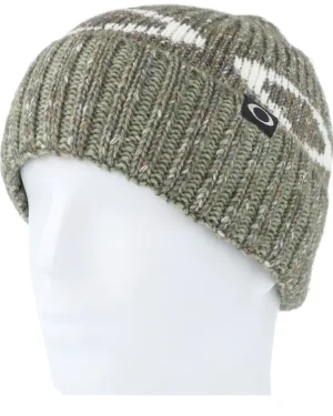 Womens Ellipse Ribbed Beanie Faded Green Cuff